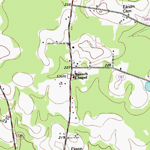 Topographic Map of Branch Chapel, NC