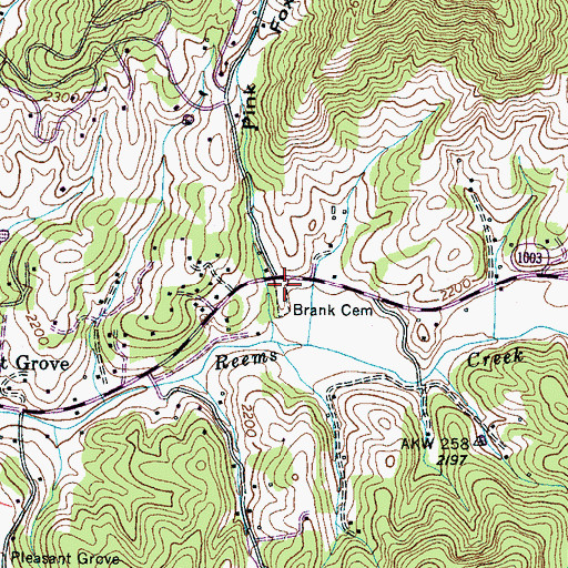 Topographic Map of Brank Cemetery, NC