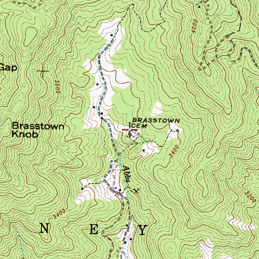 Topographic Map of Brasstown Cemetery, NC