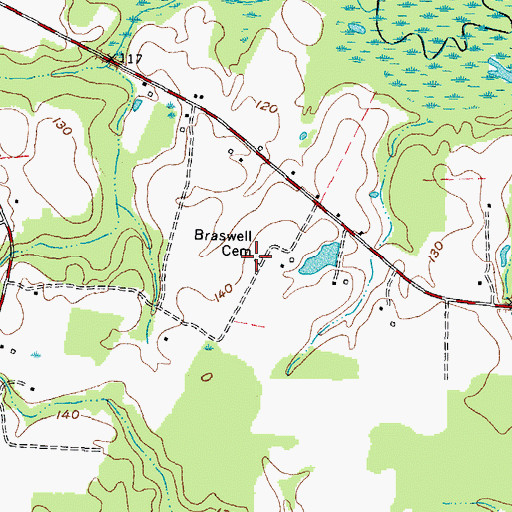 Topographic Map of Braswell Cemetery, NC