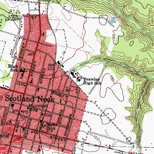 Topographic Map of Brawley High School, NC