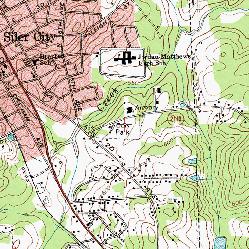 Topographic Map of Bray Park, NC