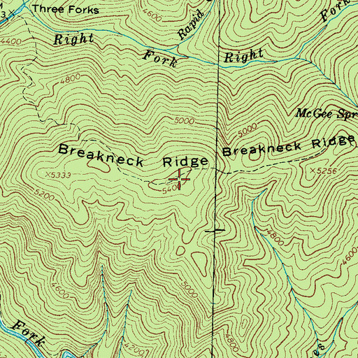Topographic Map of Breakneck Ridge, NC