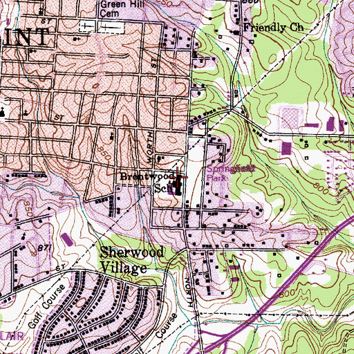 Topographic Map of Brentwood Elementary School (historical), NC