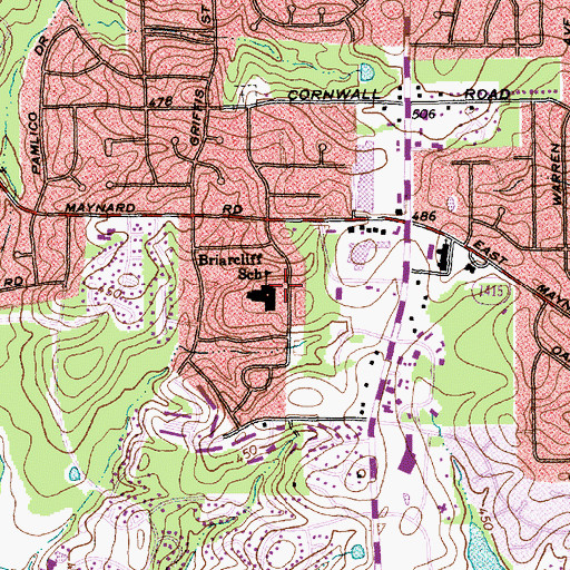 Topographic Map of Briarcliff Elementary School, NC