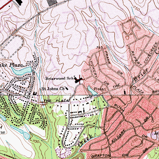 Topographic Map of Briarwood Elementary School, NC