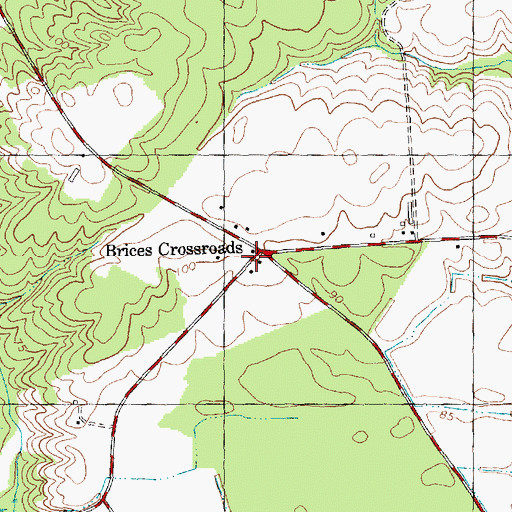 Topographic Map of Brices Crossroads, NC