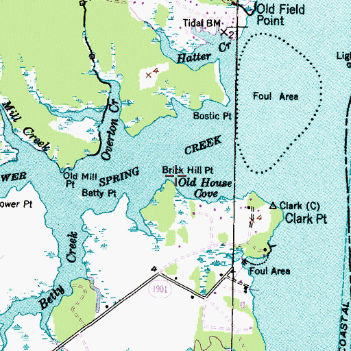 Topographic Map of Brick Hill Point, NC