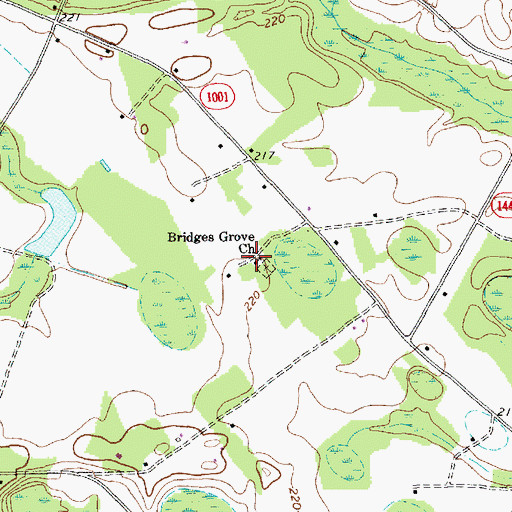 Topographic Map of Bridges Grove Church, NC