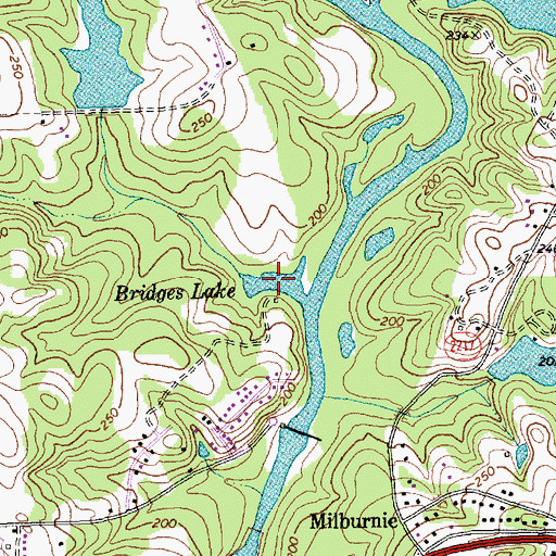 Topographic Map of Bridges Lake, NC