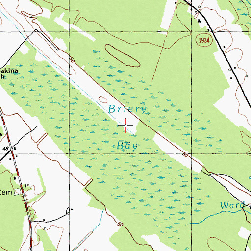 Topographic Map of Briery Bay, NC