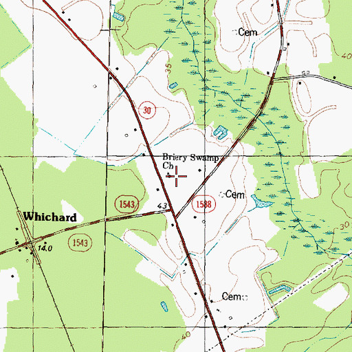 Topographic Map of Briery Swamp Church, NC
