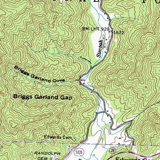 Topographic Map of Briggs Garland Cove, NC