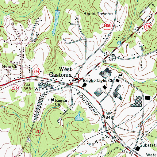 Topographic Map of Bright Light Church, NC