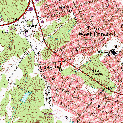 Topographic Map of Bright Light Church, NC