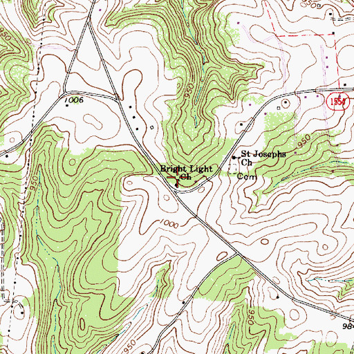 Topographic Map of Bright Light Church, NC