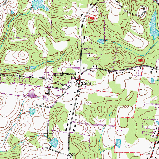 Topographic Map of Brightwood Church, NC