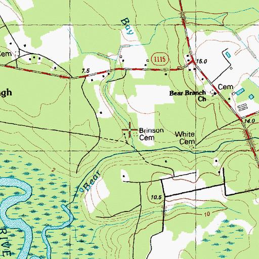 Topographic Map of Brinson Cemetery, NC