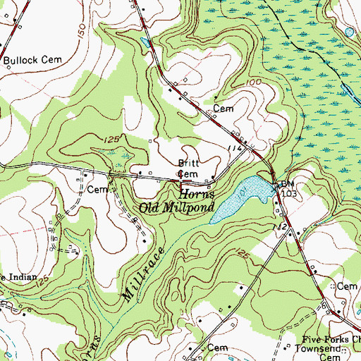 Topographic Map of Britt Cemetery, NC