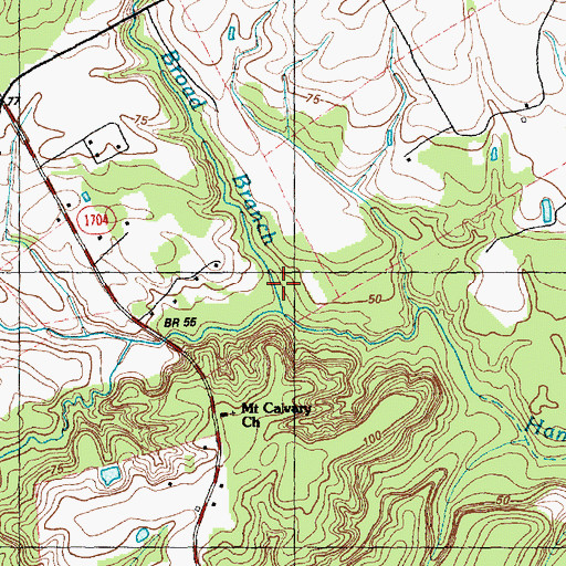 Topographic Map of Broad Branch, NC