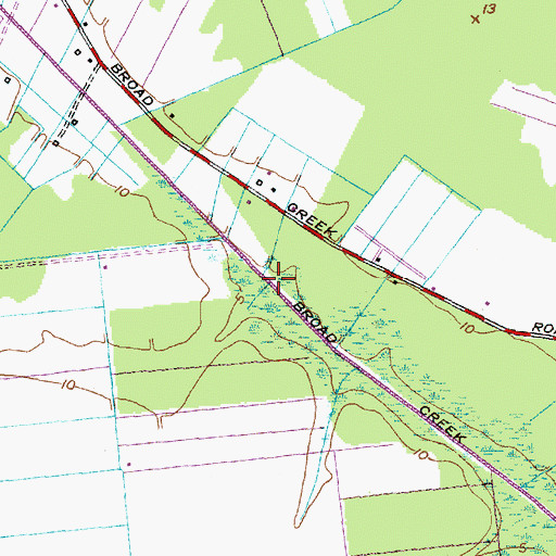 Topographic Map of Broad Creek Canal, NC