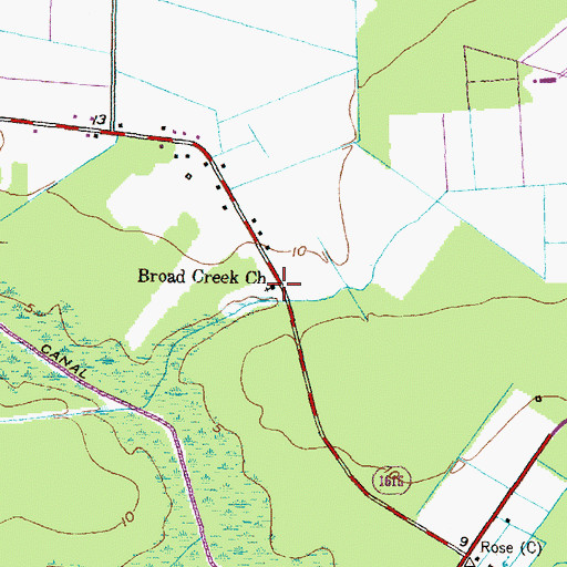 Topographic Map of Broad Creek Church, NC
