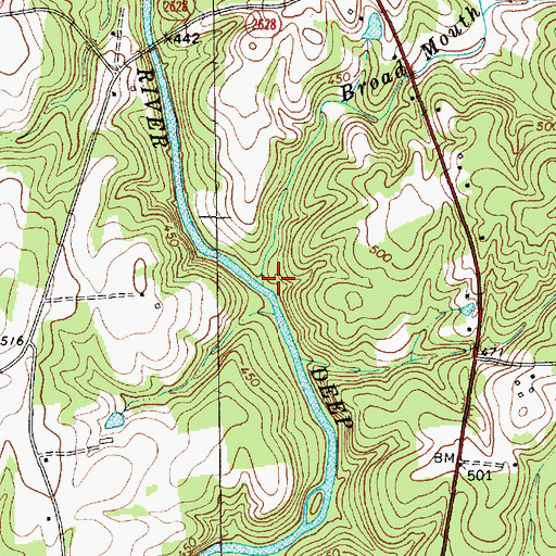 Topographic Map of Broad Mouth Branch, NC