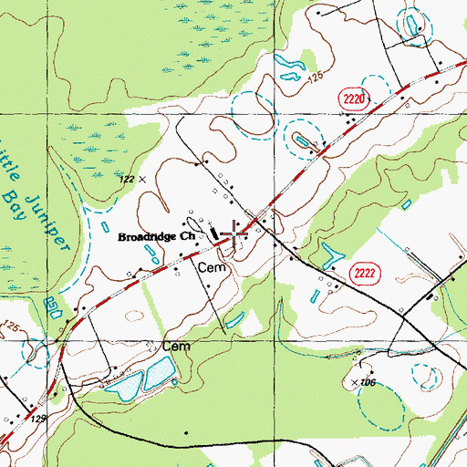 Topographic Map of Broadridge Church, NC
