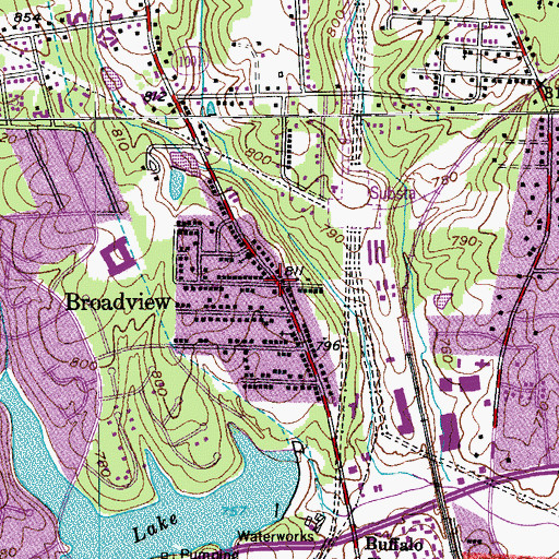 Topographic Map of Broadview, NC