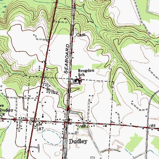 Topographic Map of Brogden School, NC