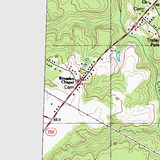 Topographic Map of Brogden Chapel, NC