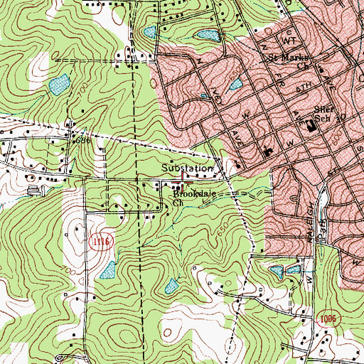 Topographic Map of Brookdale Church, NC