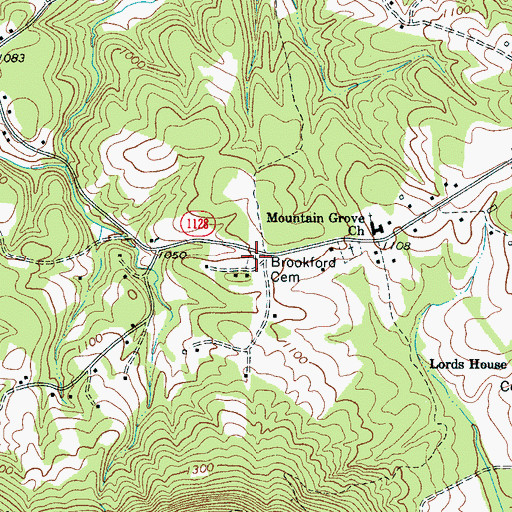 Topographic Map of Brookford Cemetery, NC