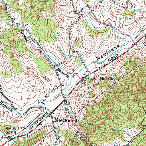 Topographic Map of Brooks Branch, NC