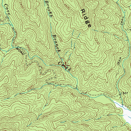 Topographic Map of Brooks Branch, NC
