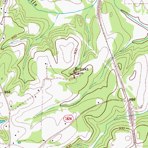 Topographic Map of Brooks Cemetery, NC