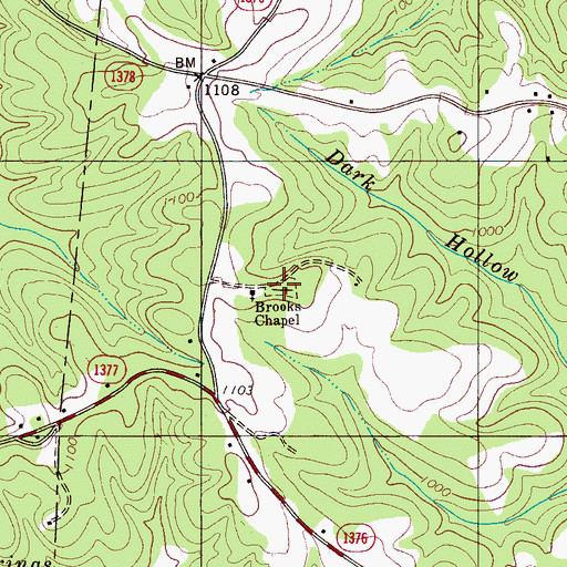 Topographic Map of Brooks Chapel, NC