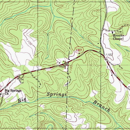 Topographic Map of Brooks Chapel School, NC