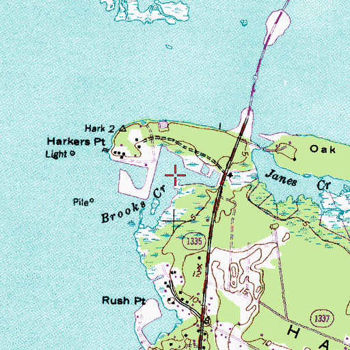 Topographic Map of Brooks Creek, NC