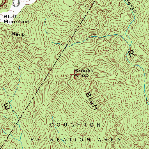 Topographic Map of Brooks Knob, NC