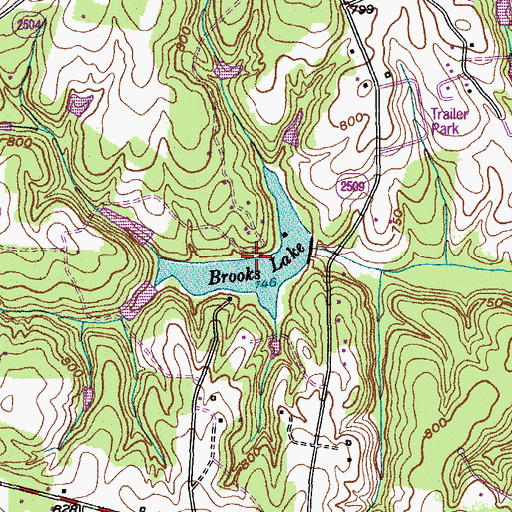 Topographic Map of Brooks Lake, NC