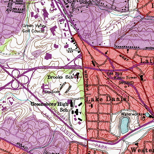 Topographic Map of Brooks School, NC