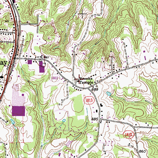 Topographic Map of Brooks Temple, NC