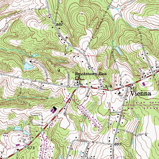 Topographic Map of Brookstown-Zion Church, NC