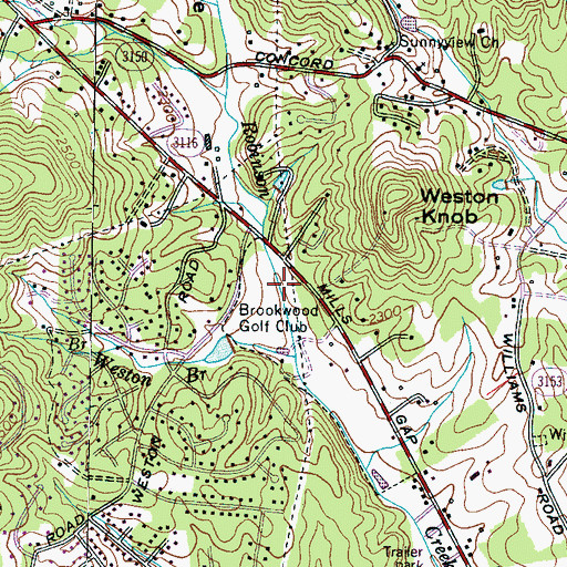 Topographic Map of Brookwood Golf Club, NC