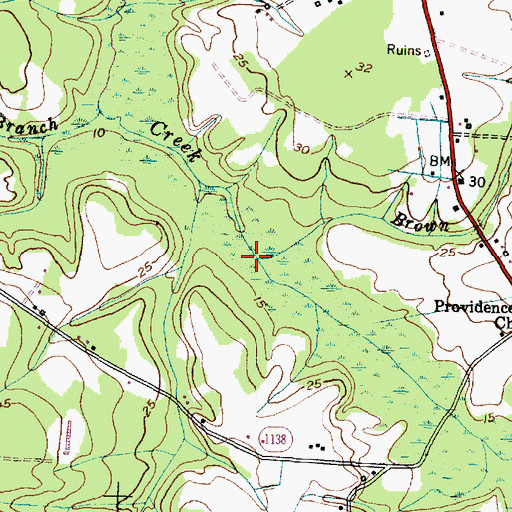 Topographic Map of Brown Branch, NC