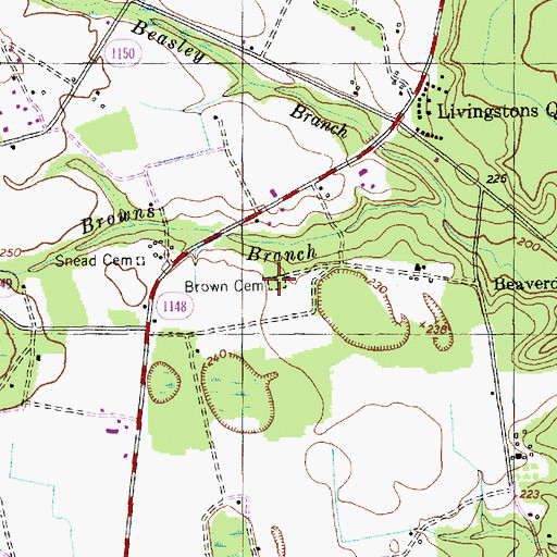 Topographic Map of Brown Cemetery, NC
