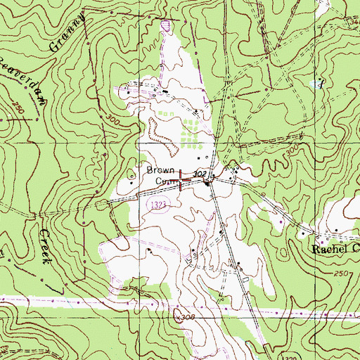Topographic Map of Brown Cemetery, NC