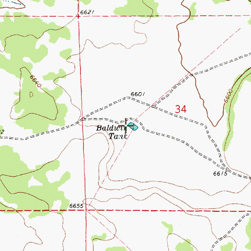 Topographic Map of Baldwin Tank, AZ