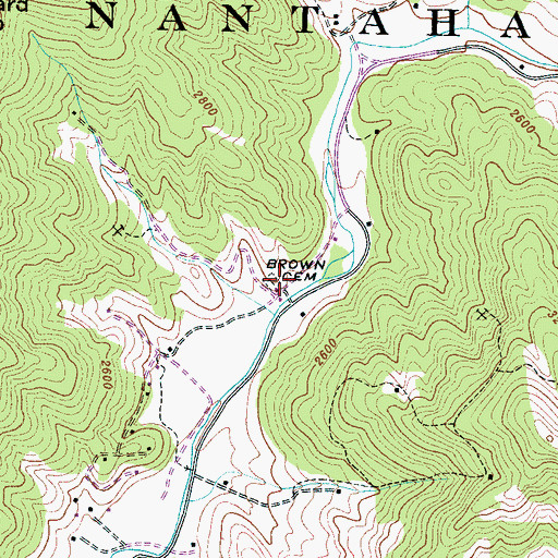Topographic Map of Brown Cemetery, NC